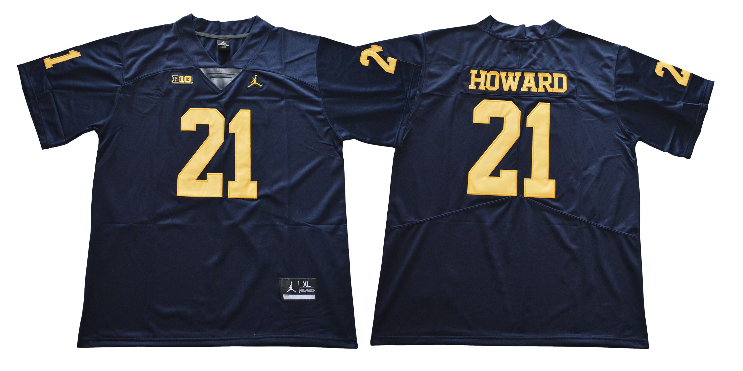 Men Michigan Wolverines #21 Howard Blue NCAA Jerseys